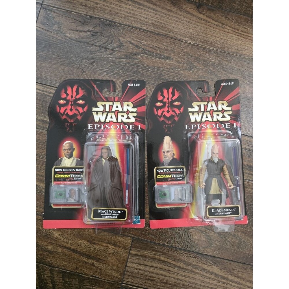 Star Wars Episode I CommTech Mace Windu Jedi Cloak & Ki-Adi-Mundi Lot of 2 1999